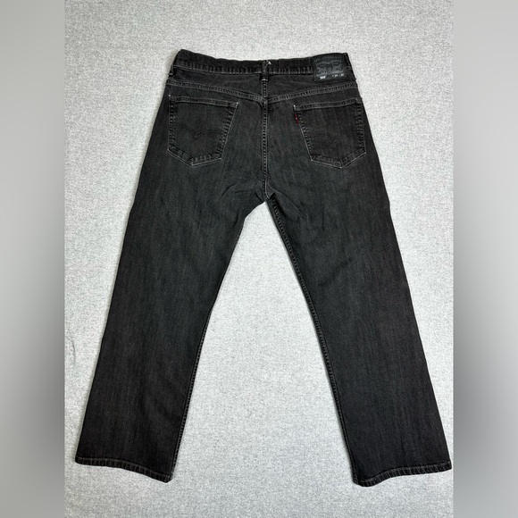 Levis 569 Jeans Mens 34x30 Black Straight Leg Stretch Denim Relaxed Fit Pants - Picture 1 of 11